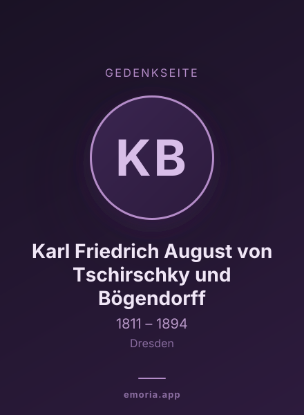 Gedenkportrait von Karl Friedrich August von Tschirschky und Bögendorff