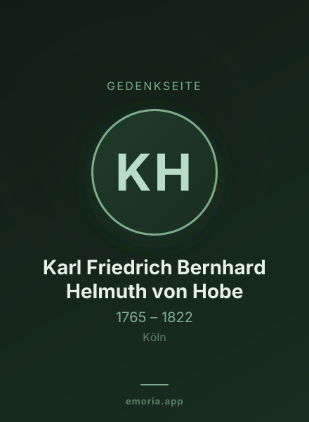 Gedenkportrait von Karl Friedrich Bernhard Helmuth von Hobe