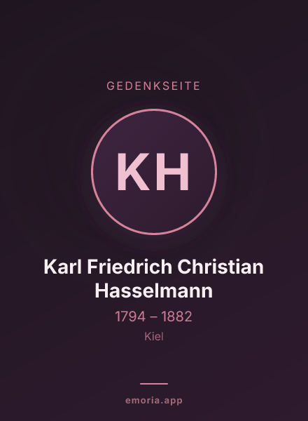 Gedenkportrait von Karl Friedrich Christian Hasselmann