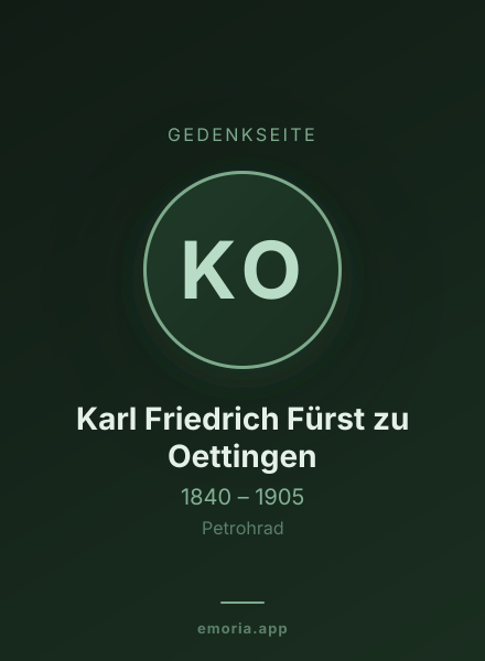 Gedenkportrait von Karl Friedrich Fürst zu Oettingen