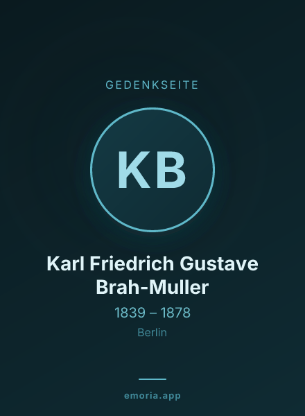 Gedenkportrait von Karl Friedrich Gustave Brah-Muller