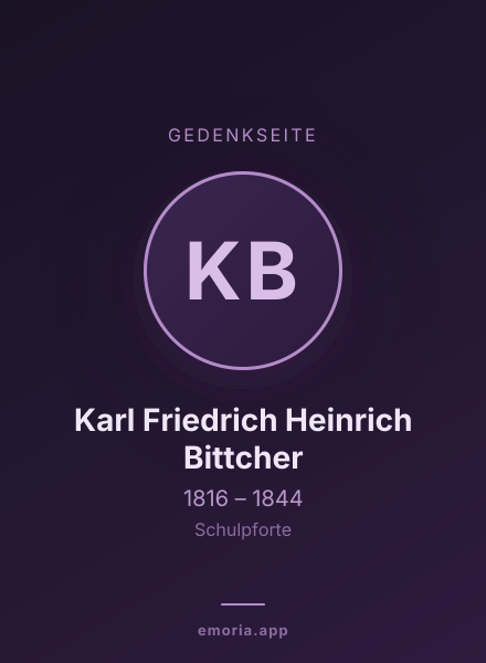 Gedenkportrait von Karl Friedrich Heinrich Bittcher
