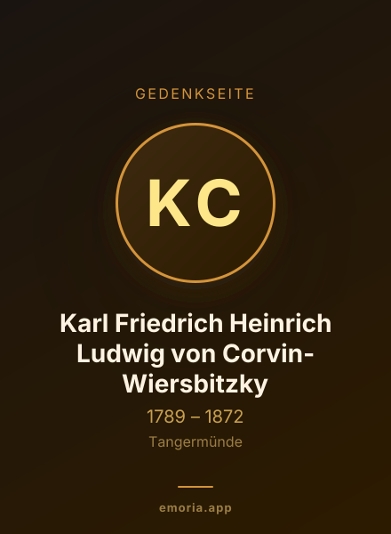 Gedenkportrait von Karl Friedrich Heinrich Ludwig von Corvin-Wiersbitzky