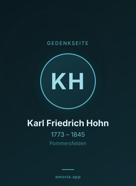 Gedenkportrait von Karl Friedrich Hohn