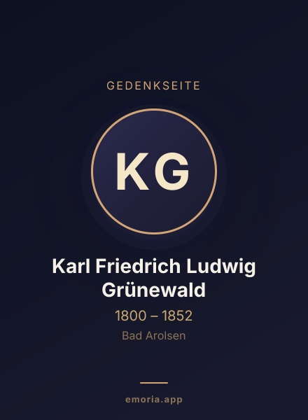 Gedenkportrait von Karl Friedrich Ludwig Grünewald
