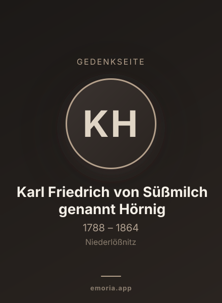 Gedenkportrait von Karl Friedrich von Süßmilch genannt Hörnig