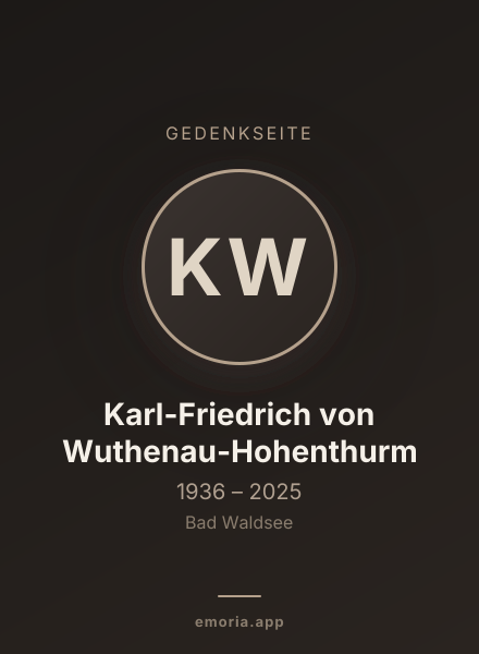 Gedenkportrait von Karl-Friedrich von Wuthenau-Hohenthurm