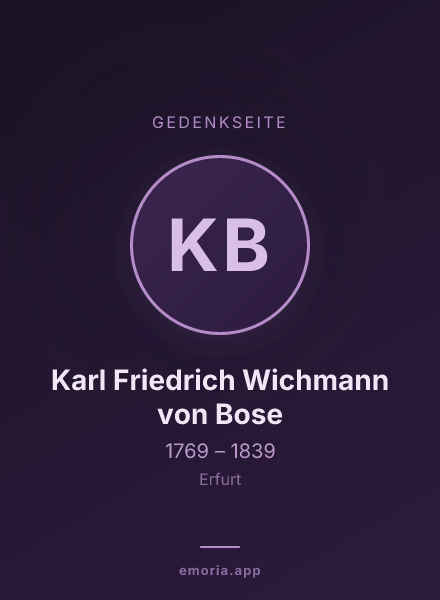 Gedenkportrait von Karl Friedrich Wichmann von Bose