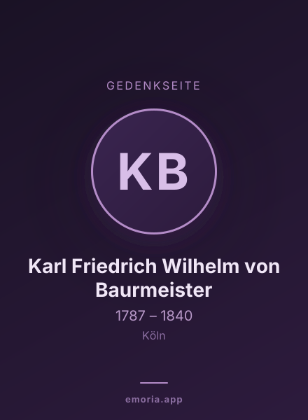 Gedenkportrait von Karl Friedrich Wilhelm von Baurmeister