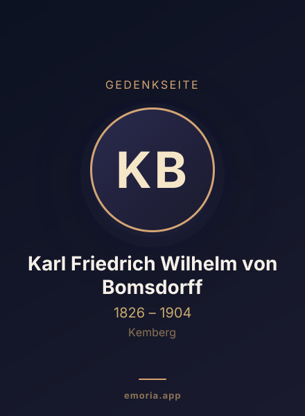 Gedenkportrait von Karl Friedrich Wilhelm von Bomsdorff