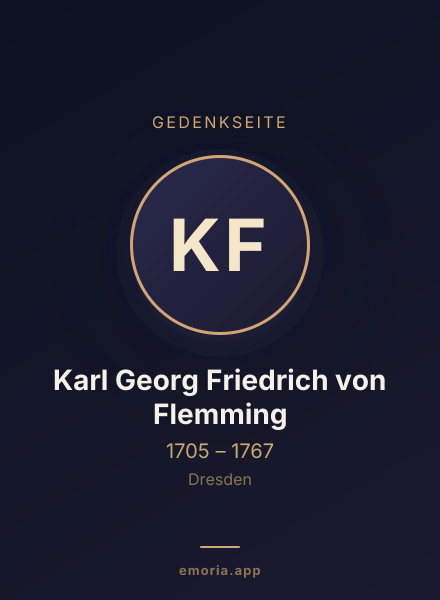 Gedenkportrait von Karl Georg Friedrich von Flemming