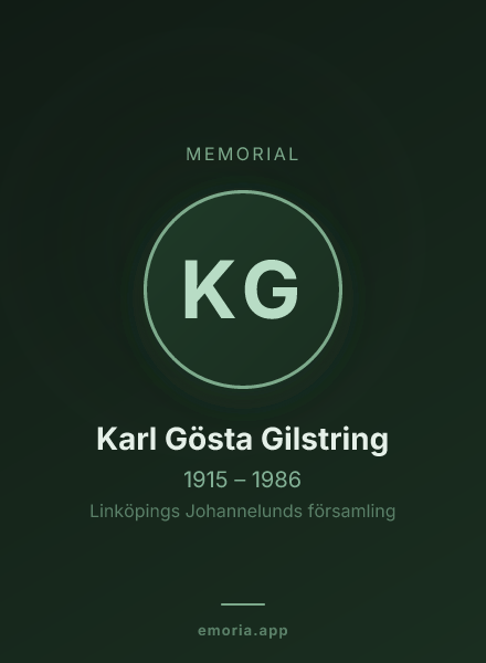 Memorial portrait of Karl Gösta Gilstring
