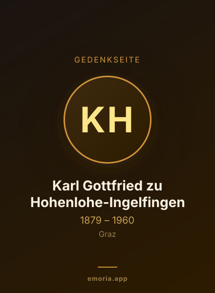 Gedenkportrait von Karl Gottfried zu Hohenlohe-Ingelfingen