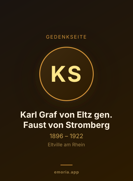 Gedenkportrait von Karl Graf von Eltz gen. Faust von Stromberg