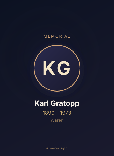 Memorial portrait of Karl Gratopp