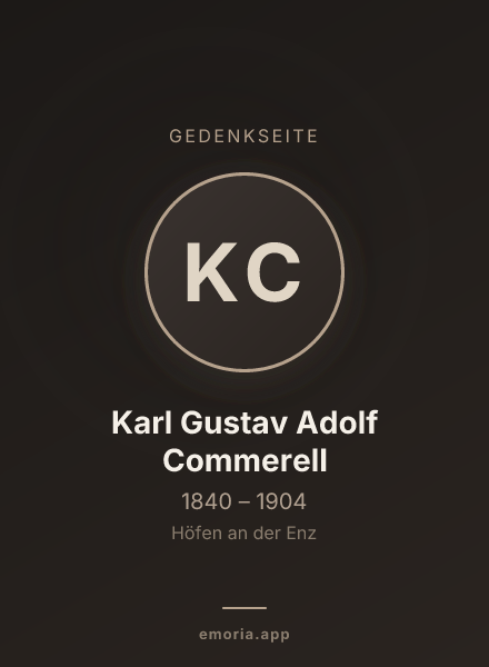 Gedenkportrait von Karl Gustav Adolf Commerell