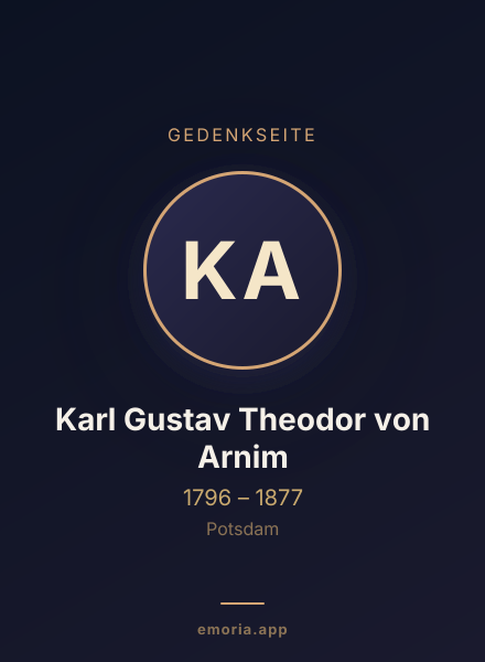 Gedenkportrait von Karl Gustav Theodor von Arnim