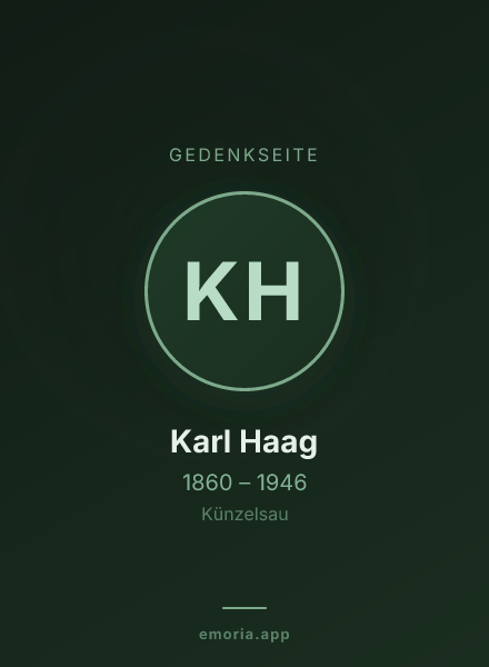 Gedenkportrait von Karl Haag