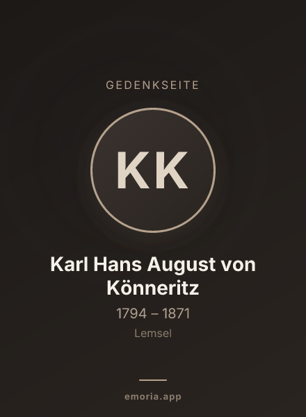 Gedenkportrait von Karl Hans August von Könneritz