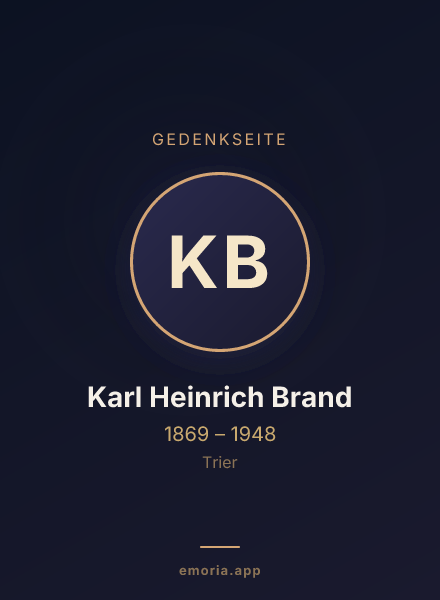Gedenkportrait von Karl Heinrich Brand