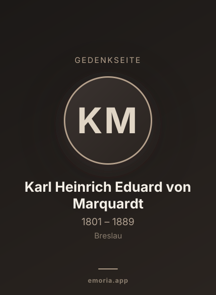 Gedenkportrait von Karl Heinrich Eduard von Marquardt