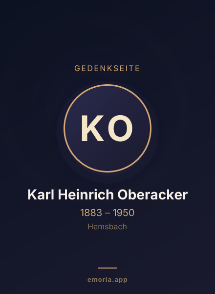 Gedenkportrait von Karl Heinrich Oberacker