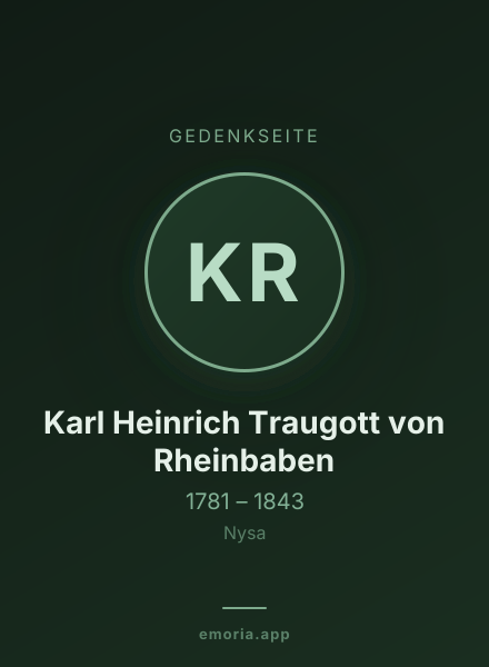 Gedenkportrait von Karl Heinrich Traugott von Rheinbaben