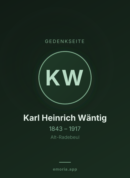 Gedenkportrait von Karl Heinrich Wäntig