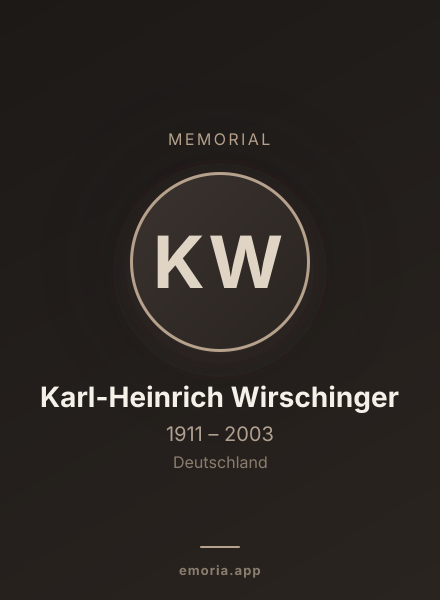Memorial portrait of Karl-Heinrich Wirschinger