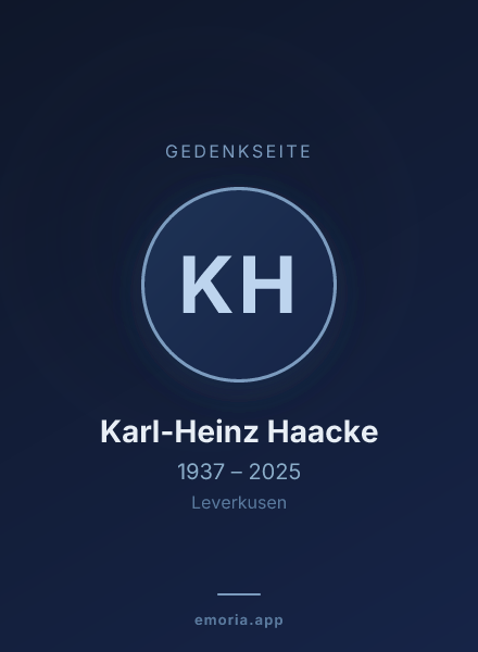 Gedenkportrait von Karl-Heinz Haacke