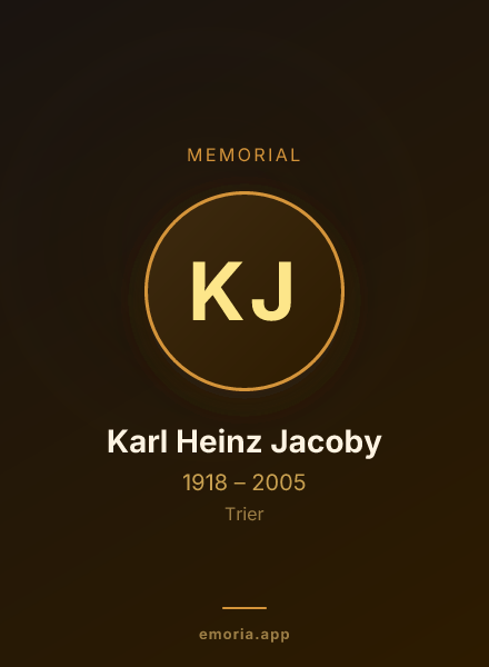 Memorial portrait of Karl Heinz Jacoby