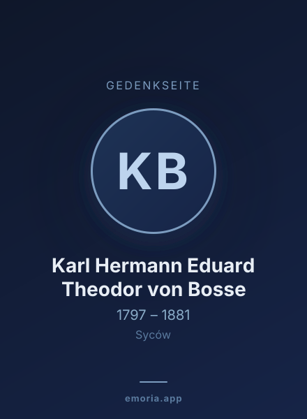 Gedenkportrait von Karl Hermann Eduard Theodor von Bosse