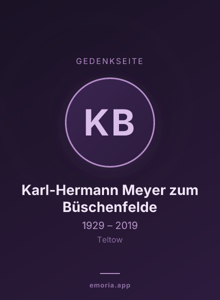 Gedenkportrait von Karl-Hermann Meyer zum Büschenfelde