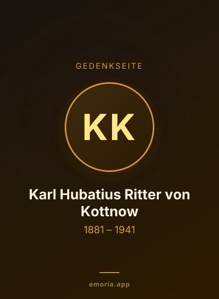 Gedenkportrait von Karl Hubatius Ritter von Kottnow