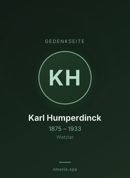 Gedenkportrait von Karl Humperdinck
