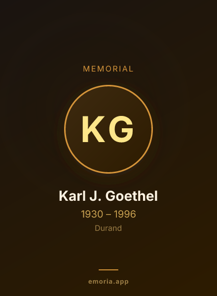 Memorial portrait of Karl J. Goethel