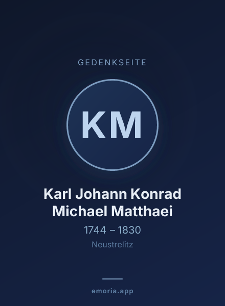 Gedenkportrait von Karl Johann Konrad Michael Matthaei