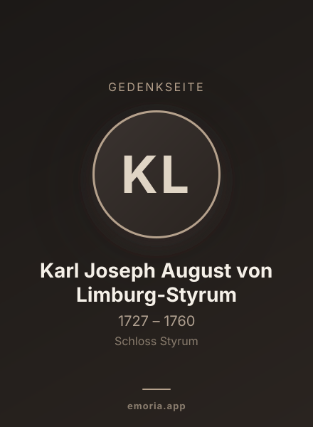 Gedenkportrait von Karl Joseph August von Limburg-Styrum