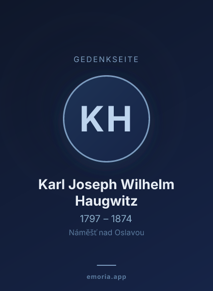 Gedenkportrait von Karl Joseph Wilhelm Haugwitz