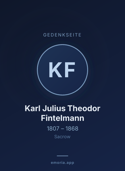 Gedenkportrait von Karl Julius Theodor Fintelmann