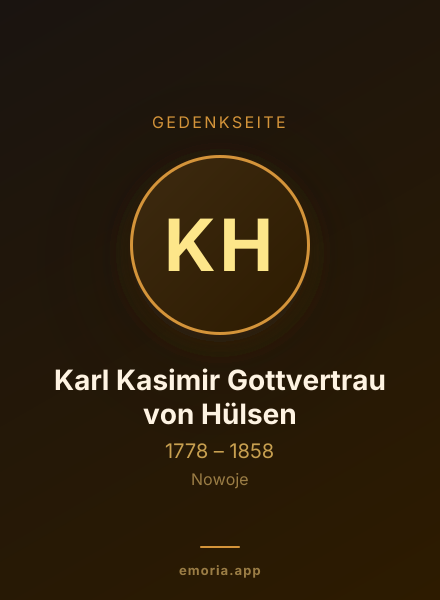 Gedenkportrait von Karl Kasimir Gottvertrau von Hülsen