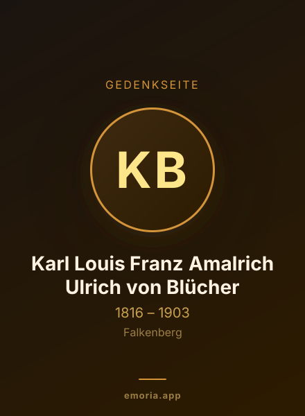 Gedenkportrait von Karl Louis Franz Amalrich Ulrich von Blücher