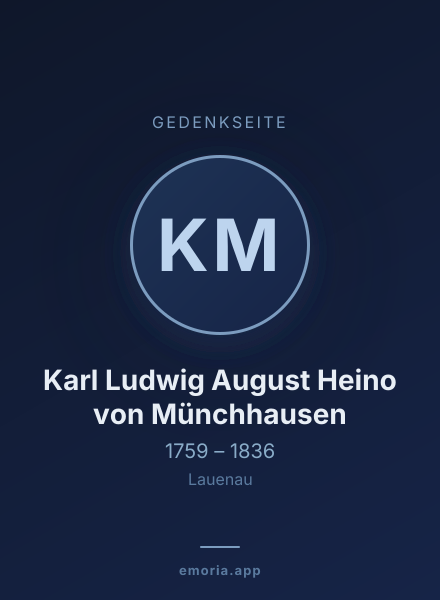 Gedenkportrait von Karl Ludwig August Heino von Münchhausen