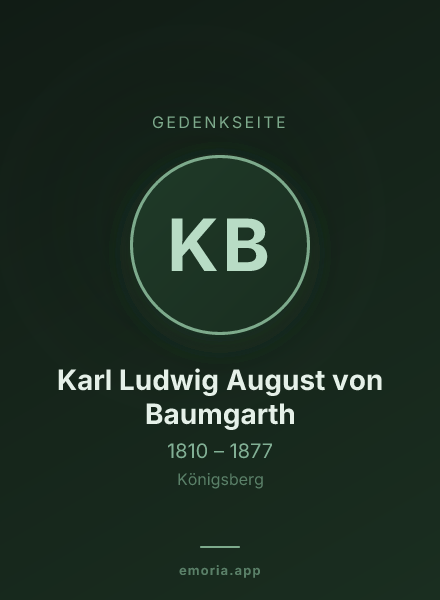 Gedenkportrait von Karl Ludwig August von Baumgarth