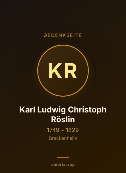 Gedenkportrait von Karl Ludwig Christoph Röslin