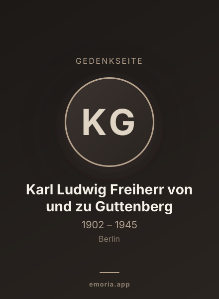 Gedenkportrait von Karl Ludwig Freiherr von und zu Guttenberg