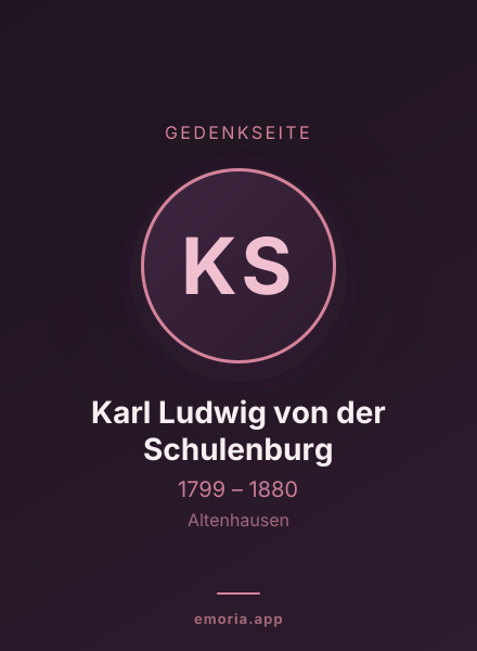 Gedenkportrait von Karl Ludwig von der Schulenburg