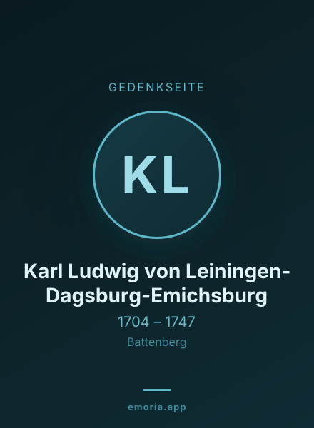 Gedenkportrait von Karl Ludwig von Leiningen-Dagsburg-Emichsburg