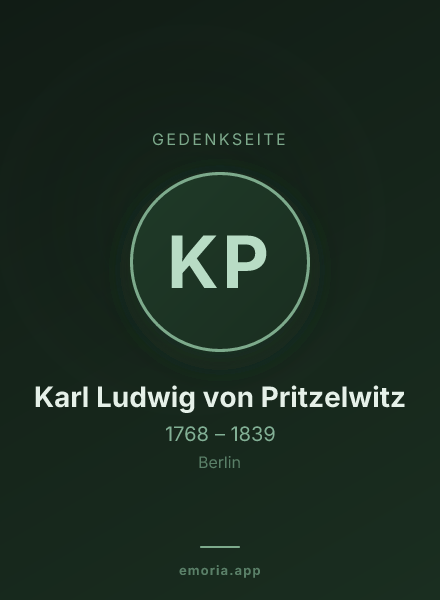 Gedenkportrait von Karl Ludwig von Pritzelwitz