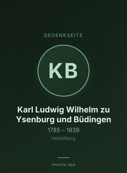 Gedenkportrait von Karl Ludwig Wilhelm zu Ysenburg und Büdingen